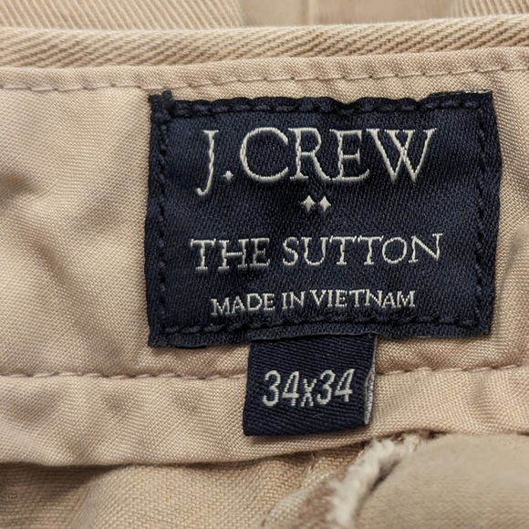 J. Crew Men's The Sutton Straight Fit Flex tan khaki Chino pants Trousers 34x34 - Picture 14 of 14